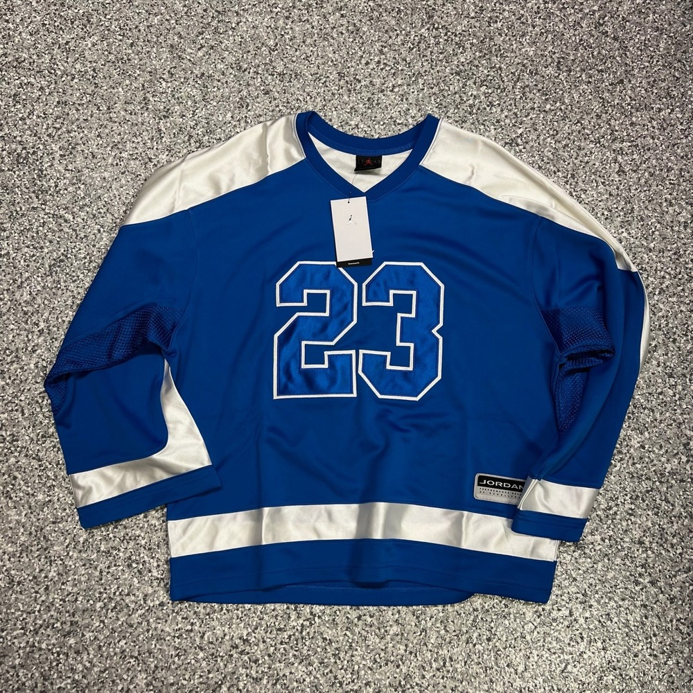 Nike Air Jordan Brooklyn Collegiate Hockey Jersey Blue Men's Sz M HV0109-459